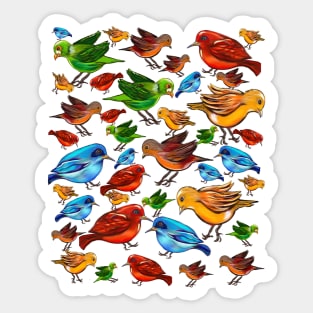 Birds of a feather flock together- colourful colorful  bird pattern Sticker